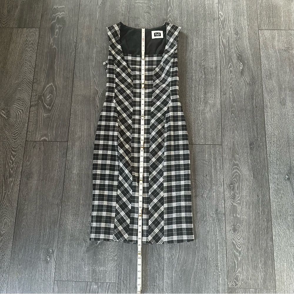 DOLCE & GABBANA classic black and white wool checkered plaid sleeveless pencil - Picture 9 of 10